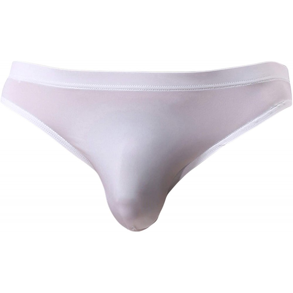 Briefs Men's Ice Silk Bikini Underwear Low Rise Seamless Breathable Briefs - White - CF18CK3X0R8