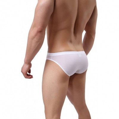 Briefs Men's Ice Silk Bikini Underwear Low Rise Seamless Breathable Briefs - White - CF18CK3X0R8