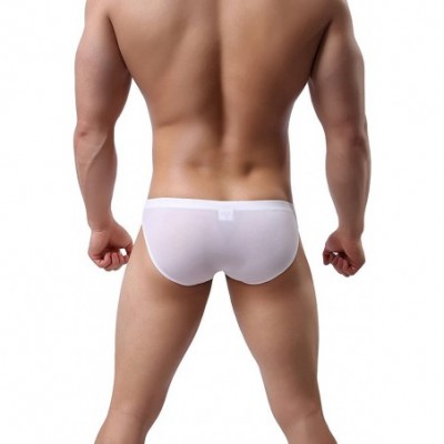 Briefs Men's Ice Silk Bikini Underwear Low Rise Seamless Breathable Briefs - White - CF18CK3X0R8