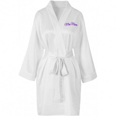 Robes Personalized Satin Robe with Personalized Name - White - CA199KNE6KG