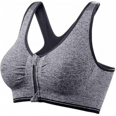 Shapewear Women Bra-Ladies Zip Front Sports Bra Wireless Post Surgery Bra Active Yoga Sport Yoga Bra - Gray - CU18WW4ZCKN