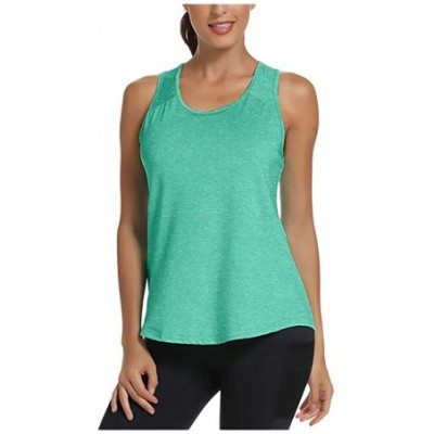 Slips Women's Yoga Shirts- Workout Tops for Women Racerback Tank Yoga Shirts Gym Clothes - Green - CW1965HXWD7