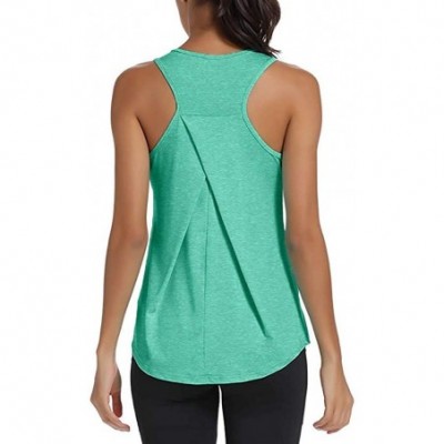 Slips Women's Yoga Shirts- Workout Tops for Women Racerback Tank Yoga Shirts Gym Clothes - Green - CW1965HXWD7