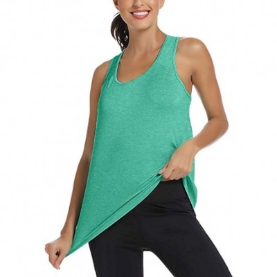 Slips Women's Yoga Shirts- Workout Tops for Women Racerback Tank Yoga Shirts Gym Clothes - Green - CW1965HXWD7