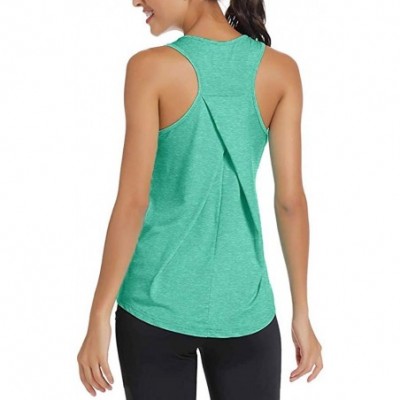 Slips Women's Yoga Shirts- Workout Tops for Women Racerback Tank Yoga Shirts Gym Clothes - Green - CW1965HXWD7