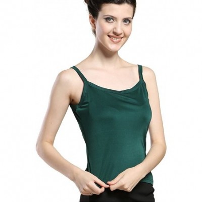 Camisoles & Tanks Women's Basic Solid 100% Silk Camisole Cami Tank Top - Green - CF1226CH04Z