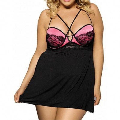 Baby Dolls & Chemises Women Spaghetti Plus SizeNightgown Teddy Sexy Lingerie - As Show2 - C412O6CB0GZ