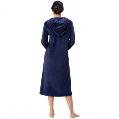 Nightgowns & Sleepshirts Womens Sleep Shirts - Women Sleep Shirt- Micro Velvet Lounger - Navy - CV18IOKY9H5