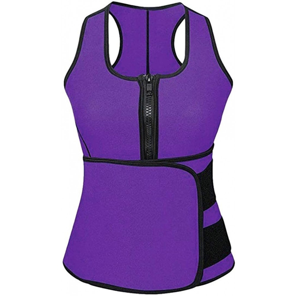 Shapewear Women's Neoprene Waist Trainer Vest Adjustable Body Shaper for Eight Loss - Purple - C818RGS59N8