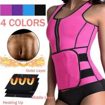 Shapewear Women's Neoprene Waist Trainer Vest Adjustable Body Shaper for Eight Loss - Purple - C818RGS59N8