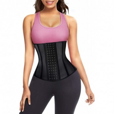 Shapewear Women Waist Trainer Cincher Corset Tummy Control Belt Body Shaper Sweat Band Slim Workout Girdle - Black - CG19D0A2NNH