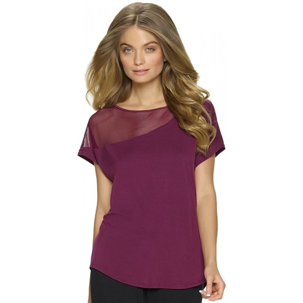 Tops Women's Asscher Asymmetictop - Grape Wine - C312HYV6IFZ