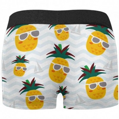 Boxer Briefs Boxer Briefs Men's Underwear Cute Adorable Pineapple and Boat in Blue Stripes M - CX18I0YNRKX