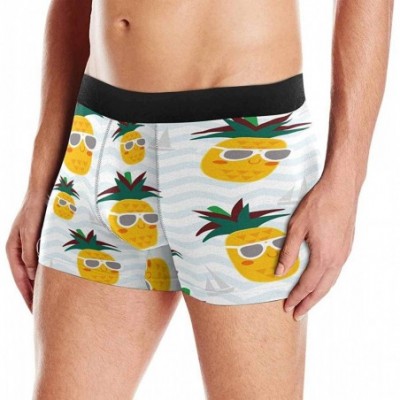 Boxer Briefs Boxer Briefs Men's Underwear Cute Adorable Pineapple and Boat in Blue Stripes M - CX18I0YNRKX