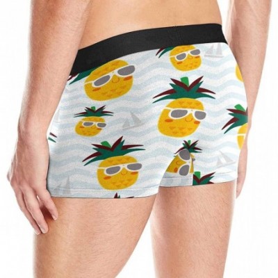 Boxer Briefs Boxer Briefs Men's Underwear Cute Adorable Pineapple and Boat in Blue Stripes M - CX18I0YNRKX