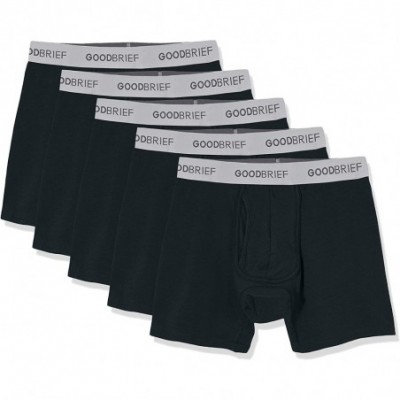 Boxers Men's Cotton Stretch Classic Fit Boxer Briefs (3-Pack or 5-Pack) - Black 5 Pack Soft Grey Waistband - C51804QMI4H