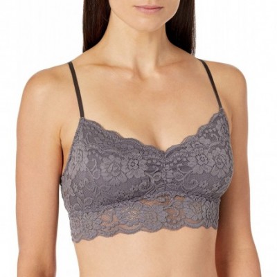 Bras Women's Lace Padded Bralette (for A-C cups) - Charcoal Grey - CI12O1E8CV7