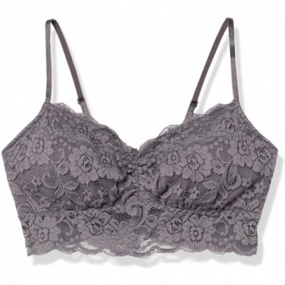 Bras Women's Lace Padded Bralette (for A-C cups) - Charcoal Grey - CI12O1E8CV7