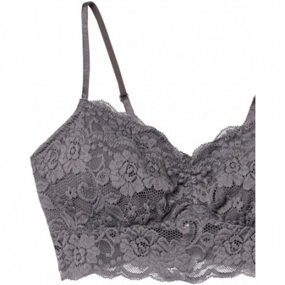 Bras Women's Lace Padded Bralette (for A-C cups) - Charcoal Grey - CI12O1E8CV7