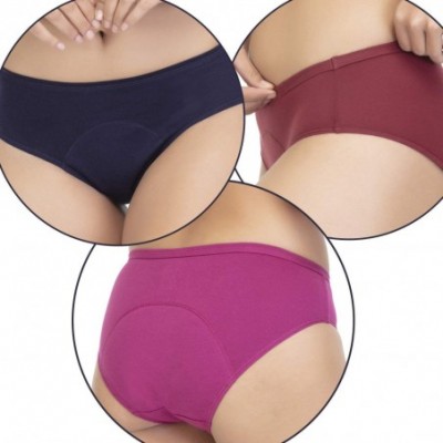 Panties Women's Cotton Period Panties For Women- Leakproof Girls Briefs - Navy+pomegranate+fushia - CS194HXU2MX