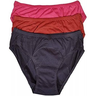 Panties Women's Cotton Period Panties For Women- Leakproof Girls Briefs - Navy+pomegranate+fushia - CS194HXU2MX