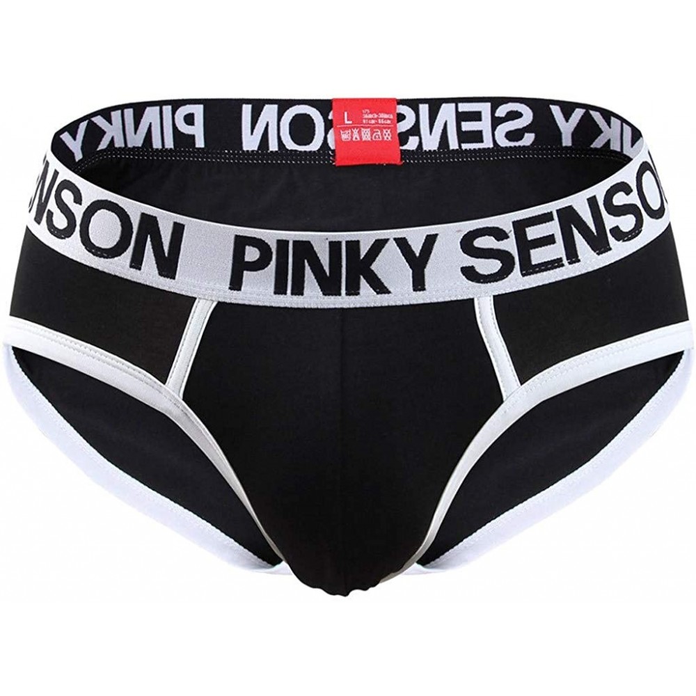 Boxer Briefs Mens Letter Pouch Soft Cotton Briefs Panties Underwear - Black - CG18M44CEZY