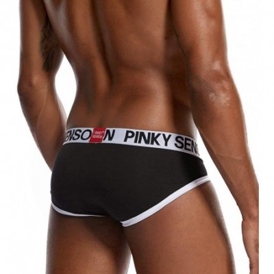 Boxer Briefs Mens Letter Pouch Soft Cotton Briefs Panties Underwear - Black - CG18M44CEZY