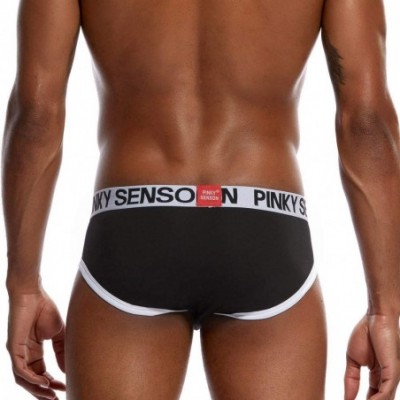 Boxer Briefs Mens Letter Pouch Soft Cotton Briefs Panties Underwear - Black - CG18M44CEZY