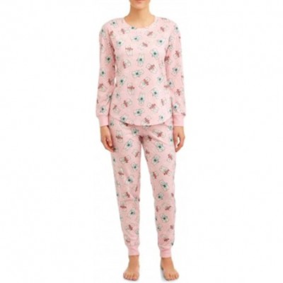 Sets Polar Bears Completely Pink Long Sleeve 2 Piece Knit Jogger Pajama Set - CJ18A9SGN3G