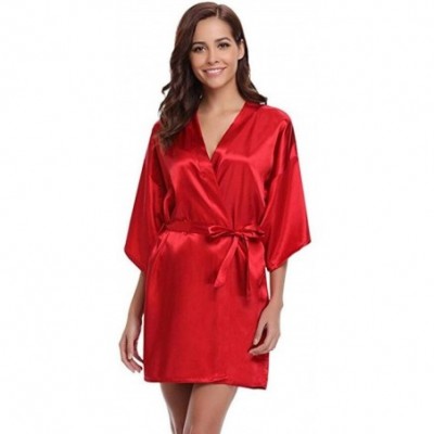 Robes Women's Summer Pajamas Kimono Robe Bathrobe Women Silk Robes Robes Satin Robe Ladies Dressing Gowns - A07 - CP19DEUWIQ5