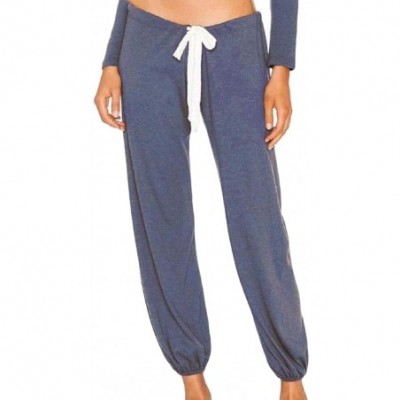 Bottoms Women Pajama Pants Sweatpants Jogger Pant Stretch Lounge Pant - Blue - C019CSZR9Y3