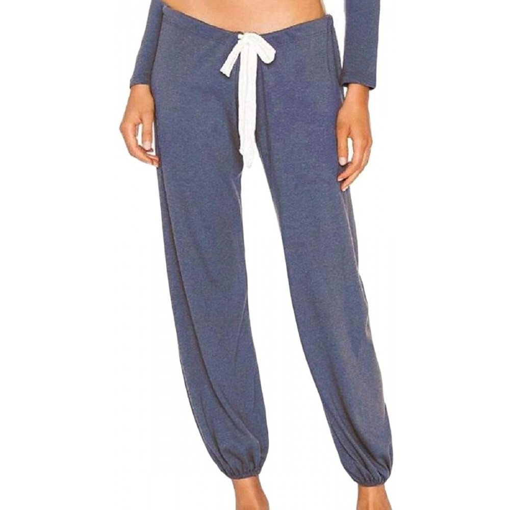 Bottoms Women Pajama Pants Sweatpants Jogger Pant Stretch Lounge Pant - Blue - C019CSZR9Y3