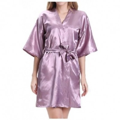 Robes Women Lounger Chemise Charmeuse Thick Bathrobe Cardi Loungewear Purple M - Purple - CD19DCWCUZO