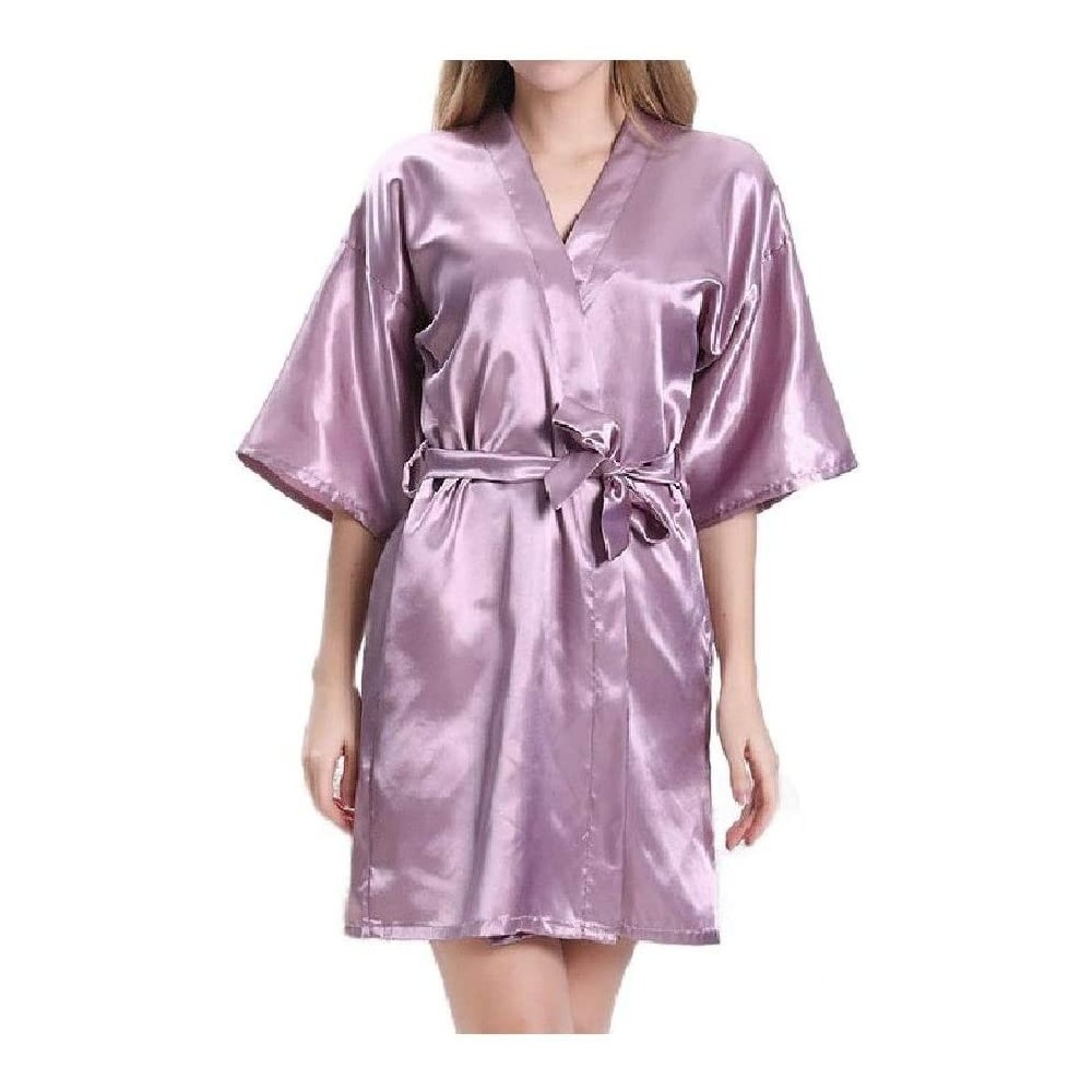 Robes Women Lounger Chemise Charmeuse Thick Bathrobe Cardi Loungewear Purple M - Purple - CD19DCWCUZO