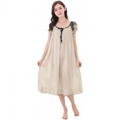 Robes Sexy Lightweight Silky Summer Soft Charmeuse Long Sleep Dress - Champagne - CR199SM6R5L