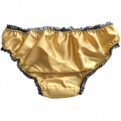 Panties Women's Tanga Bikini Lingerie Briefs Panties Satin Knickers - Gold - CH18OD7CS52