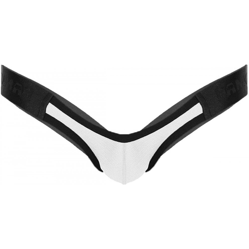 Bikinis Men's Lingerie Low Waist Bulge Pouch G-String Thong T-Back Jockstrap Underwear - White - CO18RL9IHD7