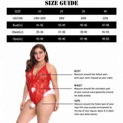 Baby Dolls & Chemises Christmas Lingerie for Women Plus Size Red Lace Babydoll Naughty Santa Dress Sleepwear Chemise 1XL-4XL ...