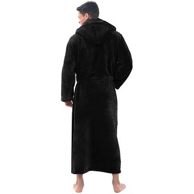 Robes Mens Hooded Long Robe-Chaofanjiancai Winter Warm Plush Fleece Big and Tall Bathrobe Fashion Home Clothes Coat - Black02...