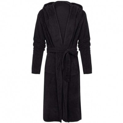 Robes Mens Hooded Long Robe-Chaofanjiancai Winter Warm Plush Fleece Big and Tall Bathrobe Fashion Home Clothes Coat - Black02...