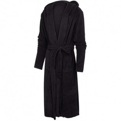 Robes Mens Hooded Long Robe-Chaofanjiancai Winter Warm Plush Fleece Big and Tall Bathrobe Fashion Home Clothes Coat - Black02...