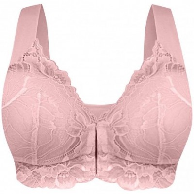 Accessories Front Cross Breathable Silk Bra Solid Color Curved Gathered Bra - H1-pink - C0193N0HUL6