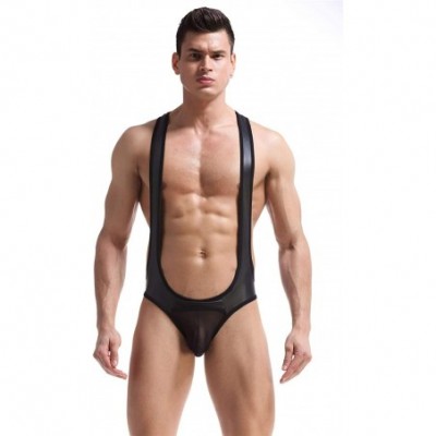 Briefs Men's Jockstrap Leotard Underwear Jumpsuits Wrestling Singlet Bodysuit - Style-1815 Black - CZ18L0AYGAY