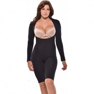 Shapewear Mid-Thigh Arm Control Bodysuit. Full Body Shaper with Arm Shapewear (Black- Medium) - Black - CE1950YU7U2