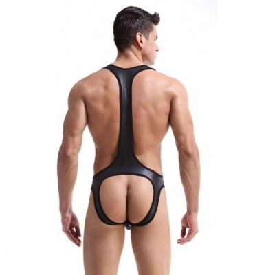 Briefs Men's Jockstrap Leotard Underwear Jumpsuits Wrestling Singlet Bodysuit - Style-1815 Black - CZ18L0AYGAY