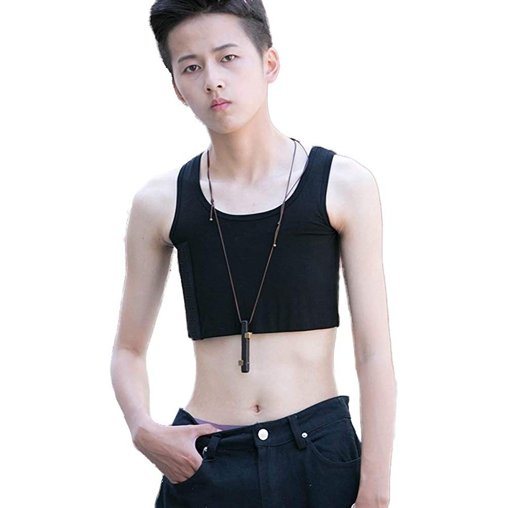 Bustiers & Corsets Cotton Stonger Elastic Band Half Length Chest Binder for Tomboy Trans Lesbian(Black-XL) - CL18ZGCCW8T