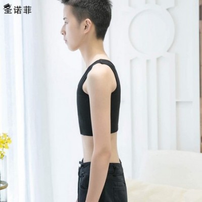 Bustiers & Corsets Cotton Stonger Elastic Band Half Length Chest Binder for Tomboy Trans Lesbian(Black-XL) - CL18ZGCCW8T