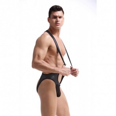 Briefs Men's Jockstrap Leotard Underwear Jumpsuits Wrestling Singlet Bodysuit - Style-1815 Black - CZ18L0AYGAY