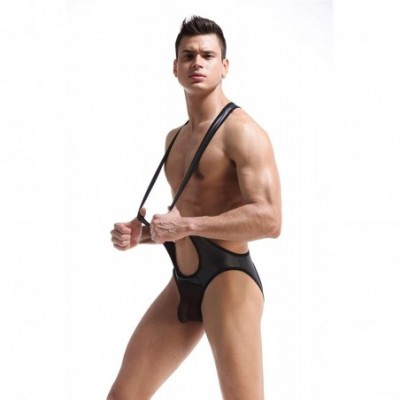 Briefs Men's Jockstrap Leotard Underwear Jumpsuits Wrestling Singlet Bodysuit - Style-1815 Black - CZ18L0AYGAY