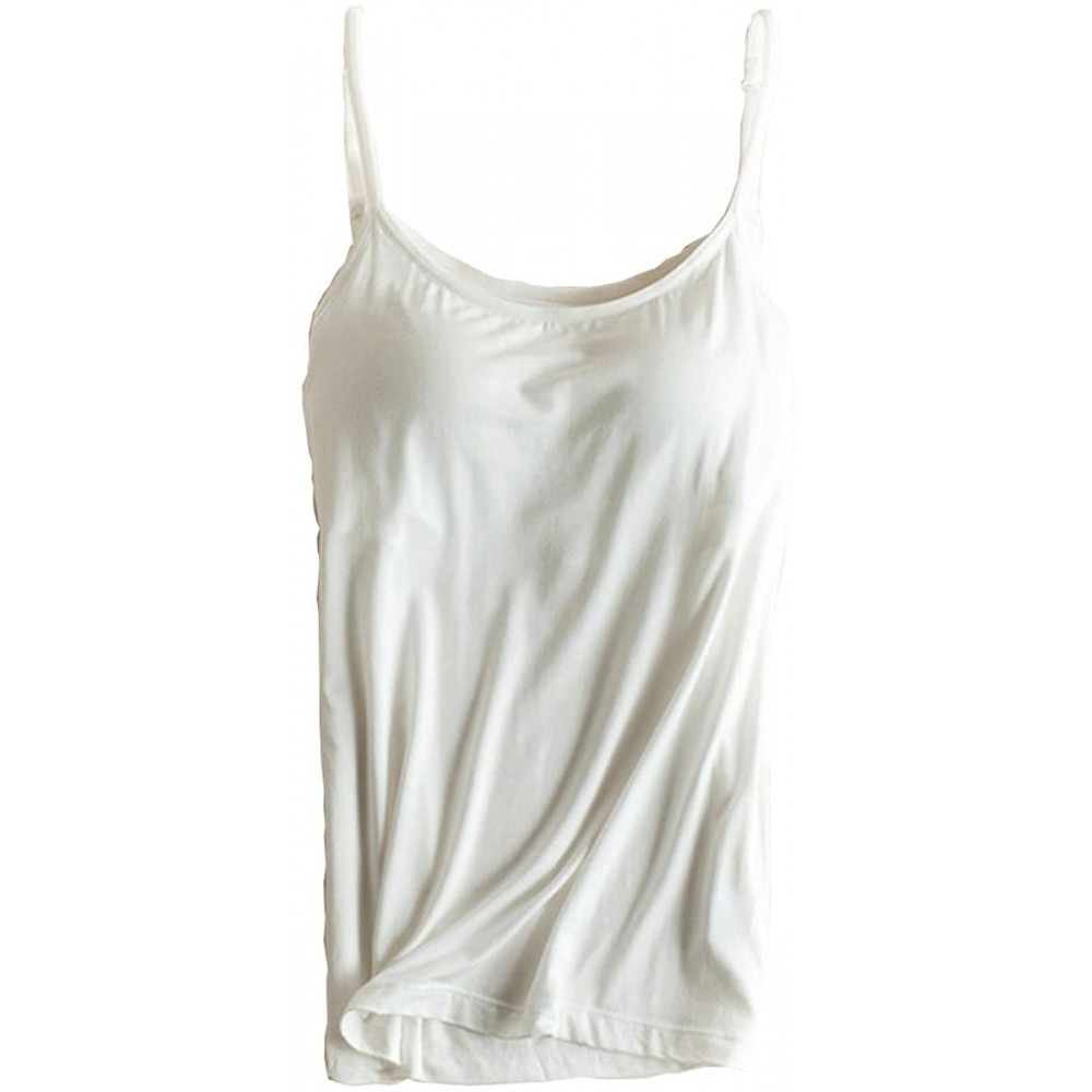 Camisoles & Tanks Womens Modal Built in Bra Active Padded Wide Straps Cami Tank Tops - X33 White - CN1809N52G7